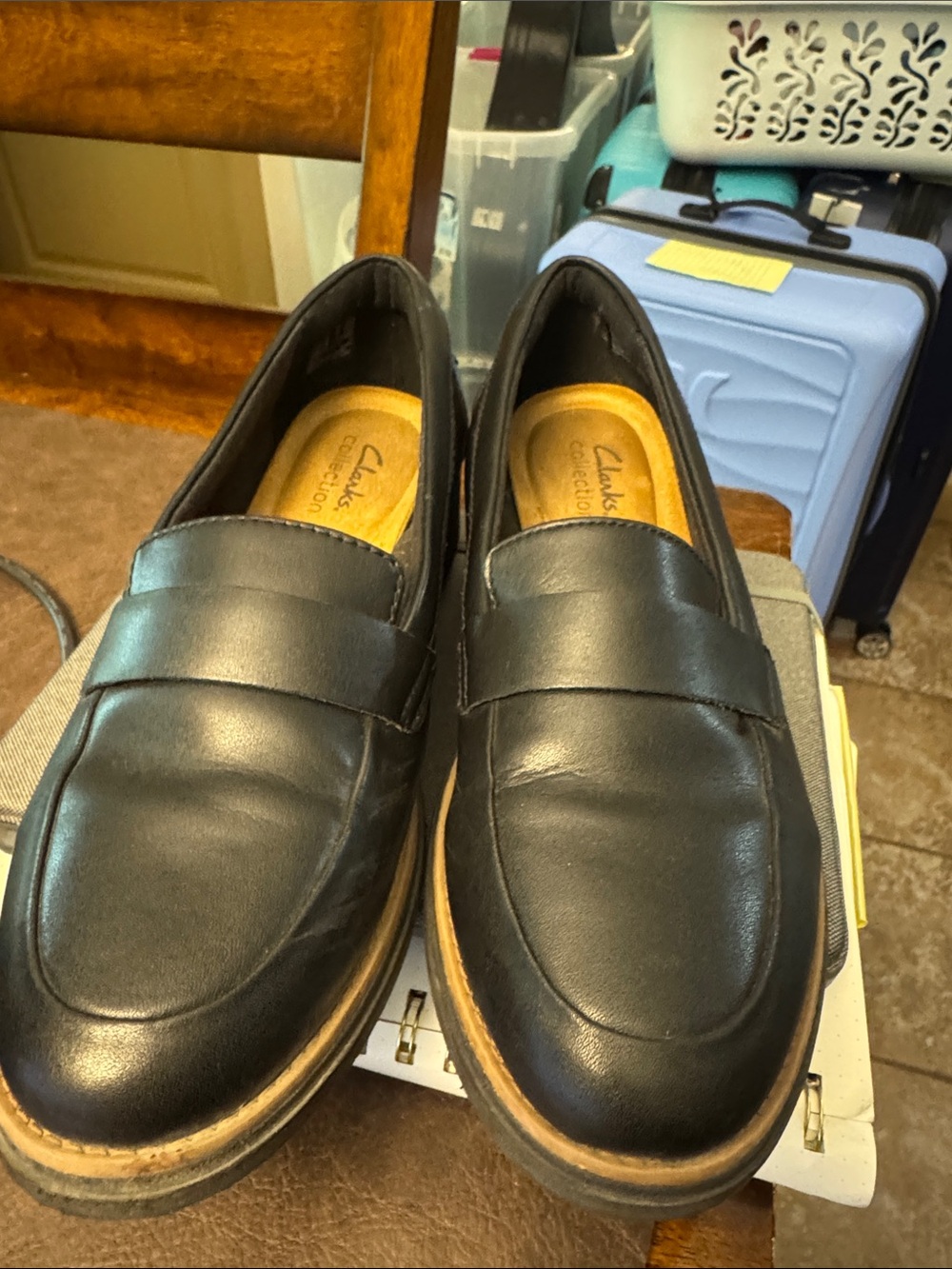 Clarks Women’s Black Leather Penny Loafers